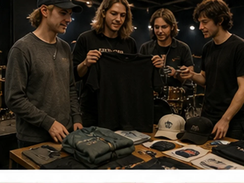 Escena editorial de Crealo para Bandas, productos personalizados y venta bajo demanda