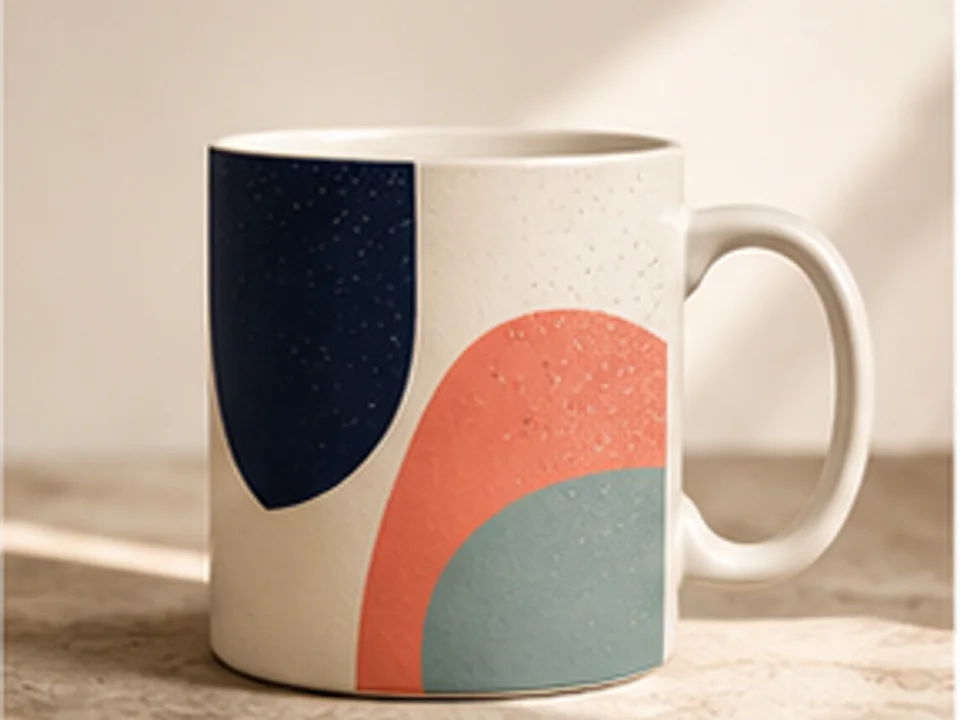 Escena editorial de Crealo para Tazas personalizadas, productos personalizados y venta bajo demanda