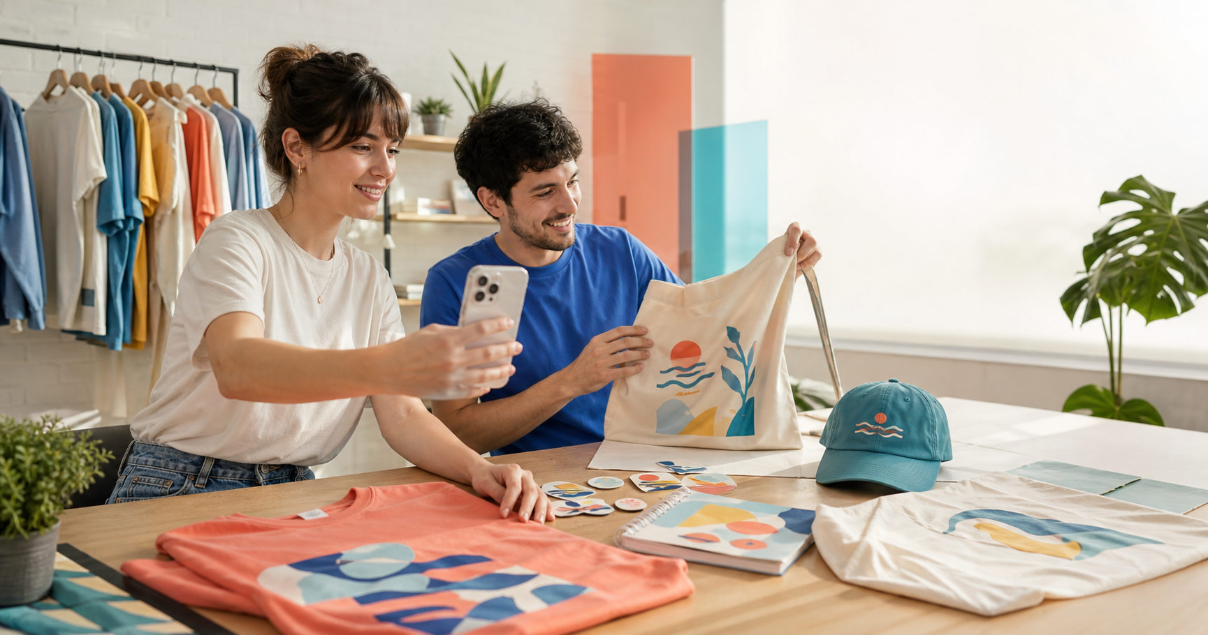 Creadores mostrando productos personalizados en redes sociales