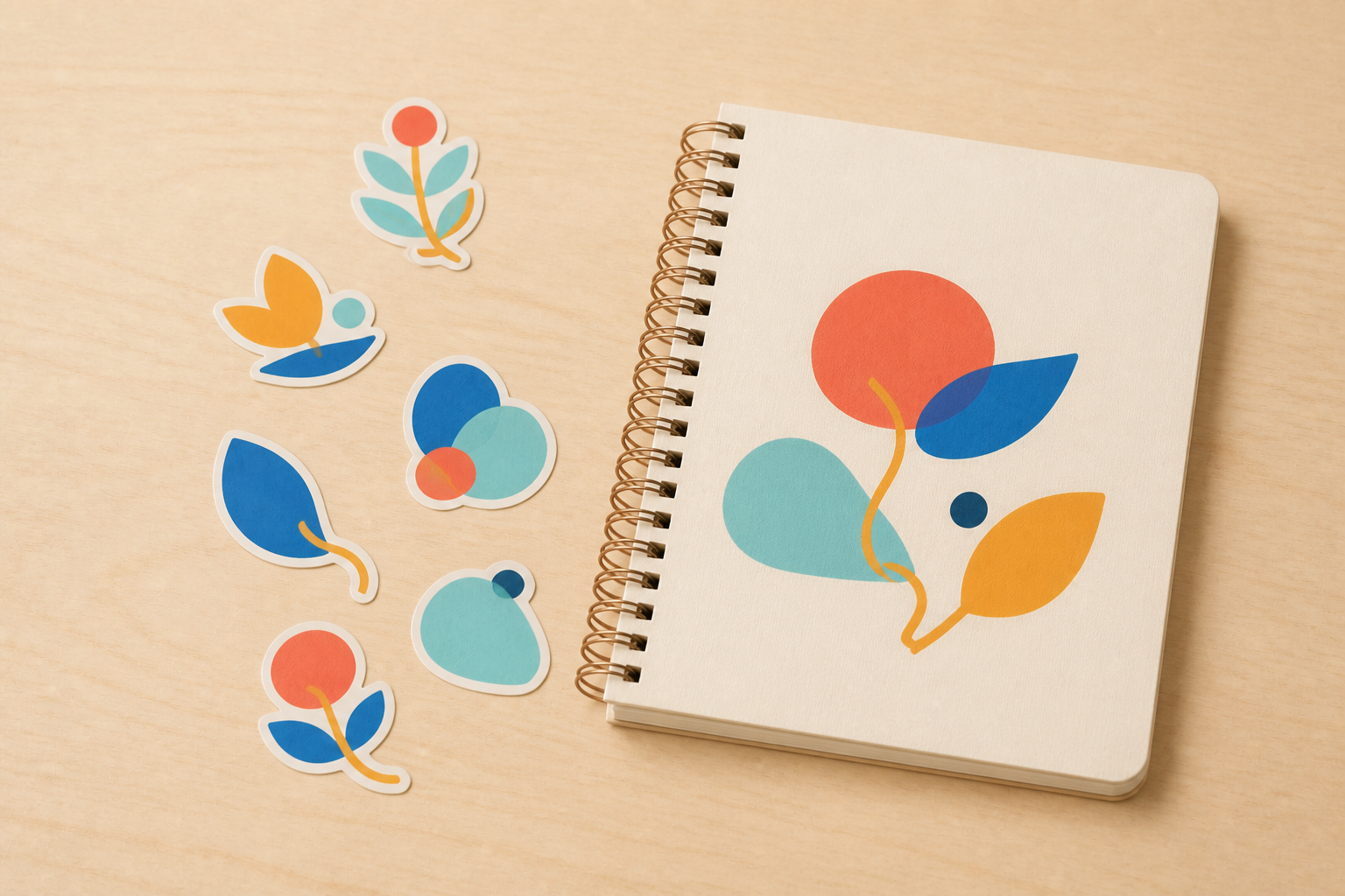 Cuaderno y stickers personalizados